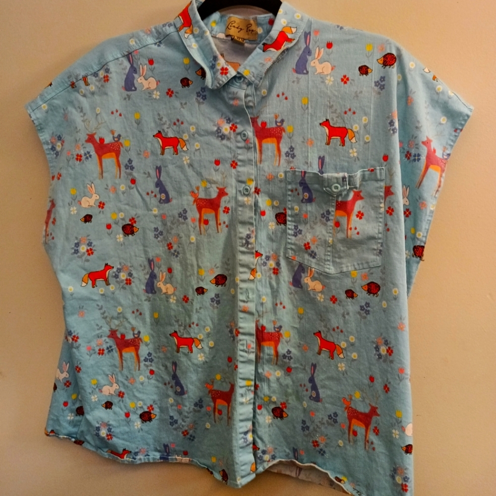 Blue lindy bop vintage animal shirt